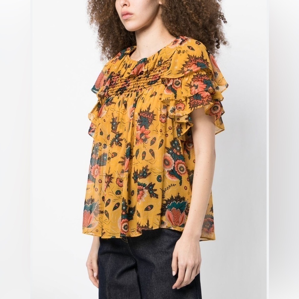 NWT Ulla Johnson Lotta floral-print blouse size 0 Waterlily Floral 100%Silk (A-5